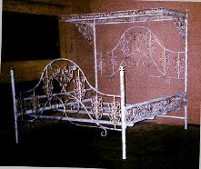 cast iron bed with rose design