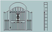 cad drawing thumbnail of wrought iron gate and trellis