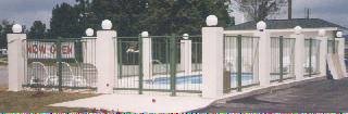 security fence around motel swimming pool
