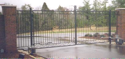 wrought iron gate entrance to restricted access residential area