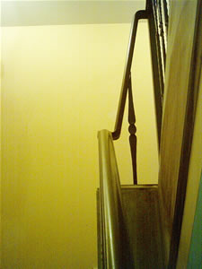 detail of railing gooseneck rise and turn