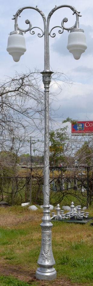 french twin light lamp post 1715-B with Trinidad acorn globes